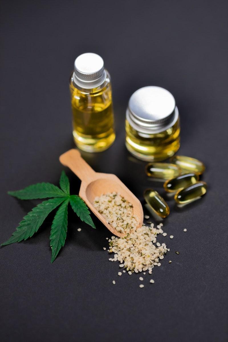 CBD skincare products including oils and bath salts.